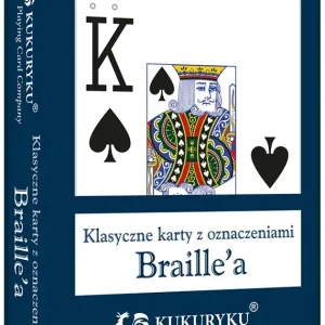 Karty do gry niebieskie ze znakami Braille"a