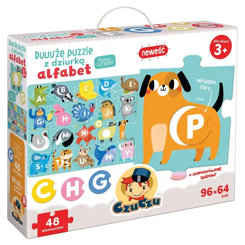 CzuCzu Duuuże puzzle z dziurką Alfabet 3+