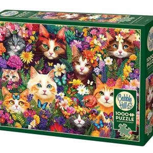 Puzzle 1000 Koty wśród kwiatów 113050