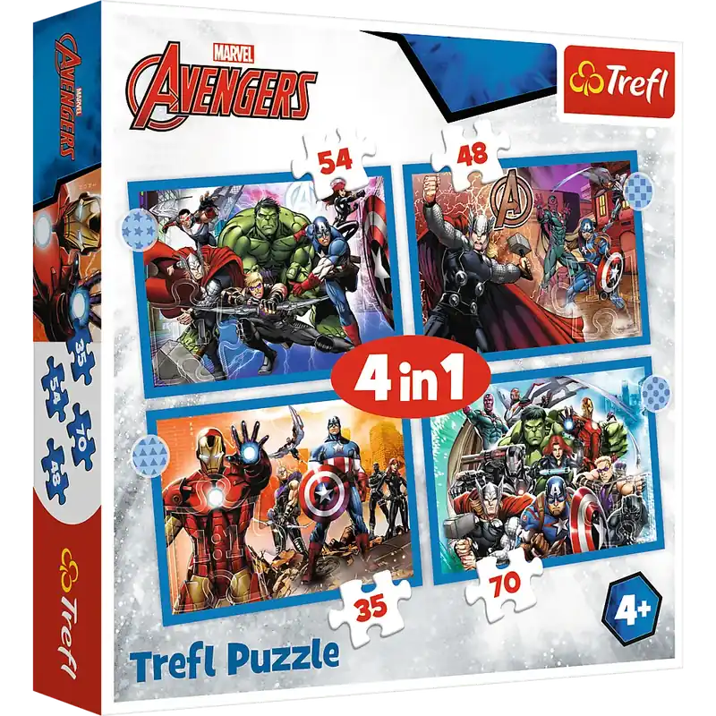 Puzzle 4w1 (35,48,54,70) Odważni Avengersi 34386