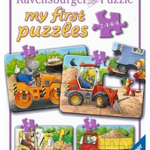 Puzzle 2/4/6/8 Construction Site Animals